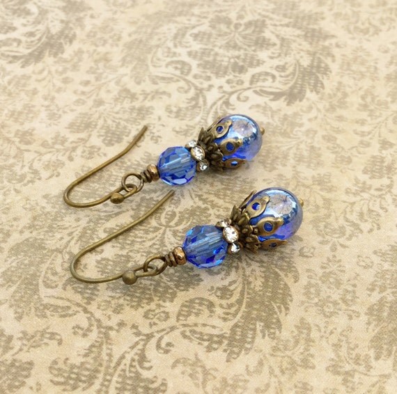 antique blue earrings