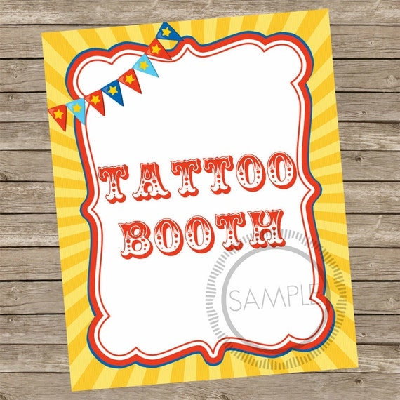 8x10 Tattoo Booth Carnival / Circus Printable / Sign INSTANT