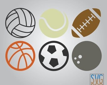 Colored Sports Balls SVG, Volleyball, Baseball, Football, Basketball, Soccer, Bowling