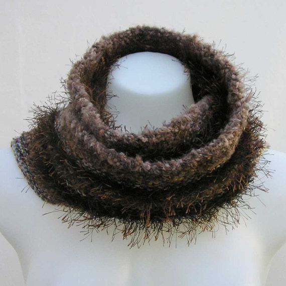 Brown scarf upcycled scarf brown knit scarf by Rethreading on Etsy