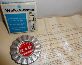Vintage Walk-A-Matic Pedometer. Mint with directions and box.