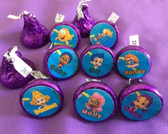 Bubble Guppies Hershey's kisses labels, envelope seals, party favors
