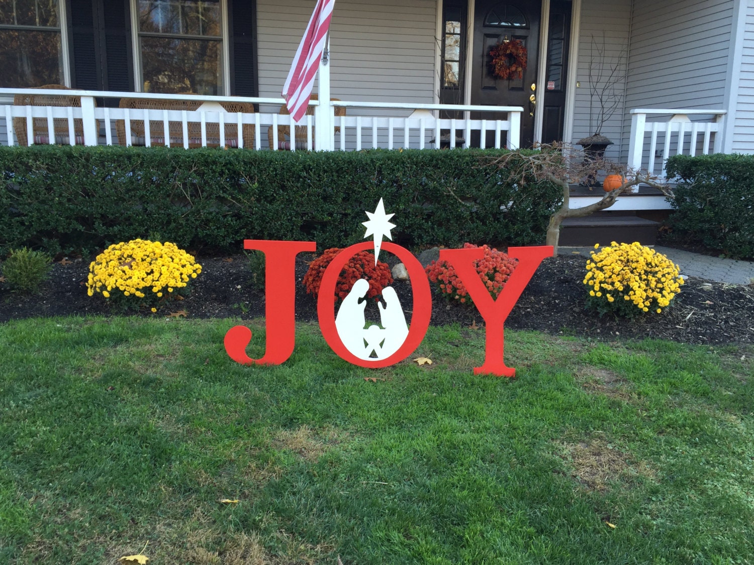 JOY Christmas Outdoor Wood Lawn Decoration