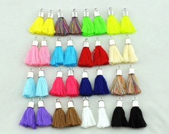 19 Color Mini Tassels,Cotton Tassel, Small Tassel, Jewelry Supplies, Simple Tassel Antique Silver Bead cap ---S246