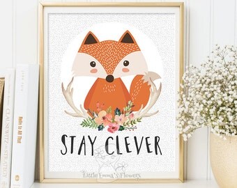Fox nursery printable Little fox poster Fox kids print