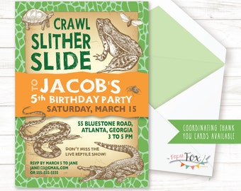 Reptile Birthday Invitation / Reptile Invitation / Reptile Invite / Reptile Party / Snake Invitation / Boy Birthday Invitation / PRINTABLE