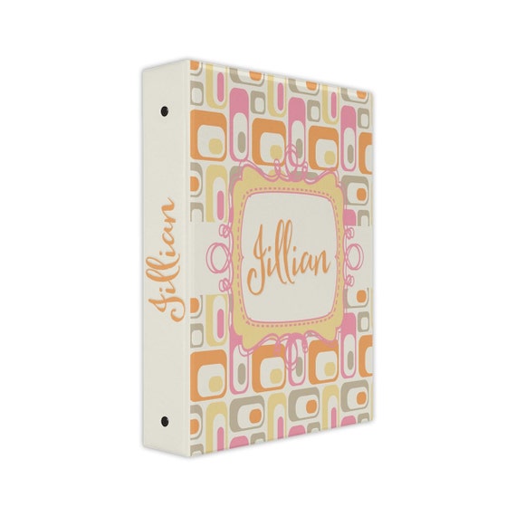 Personalized binder retro print 3 ring binder back to school