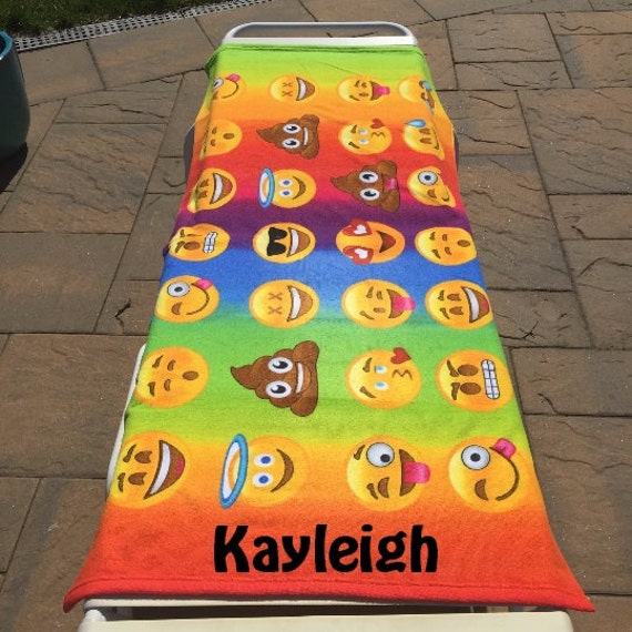 Large Rainbow EMOJI Beach towel Personalized or Monogrammed