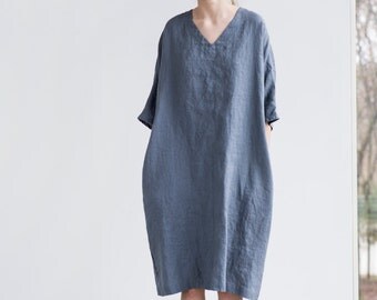 Oversized loose fitting linen summer dress with by notPERFECTLINEN