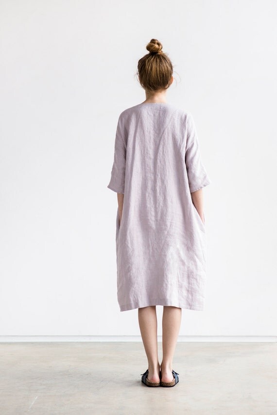 Washed linen KIMONO tunic in ashes of rose / Oversize linen
