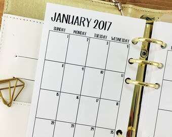 Personal 2017 Monthly printed planner calendar - Mo2P - month on 2 page - monthly calendar - #202-17
