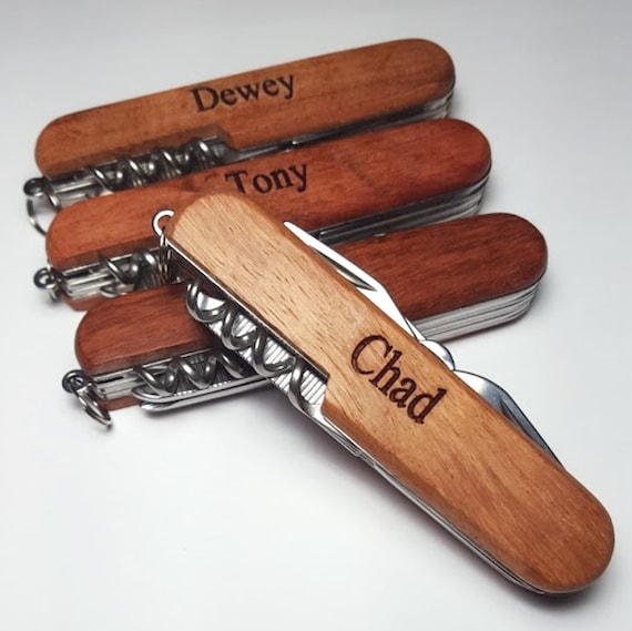 Pocket Knife Engraved Personalized Wood by
