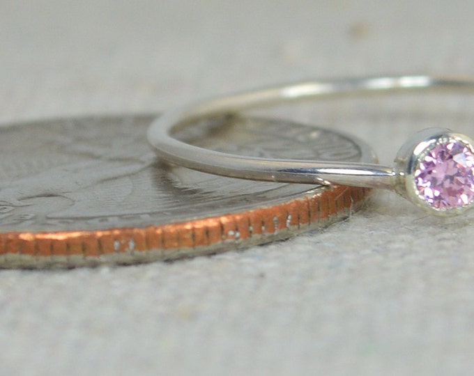 Pink Tourmaline Infinity Ring, Sterling Silver, Stackable Rings, Mother's Ring, October Birthstone Ring, Infinity Ring, Pink Silver Ring