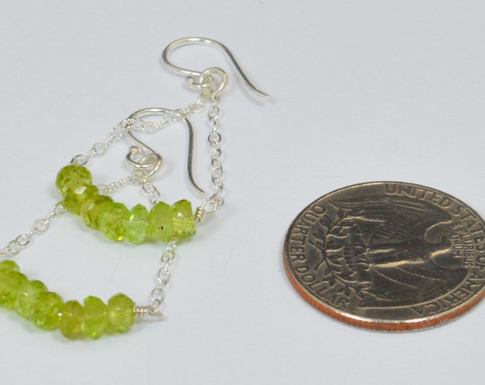 Peridot Earrings, Delicate Earrings, Gold Earrings, Sterling Earrings, Rose Earrings, Copper, Dangle Earrings, Gemstone, Green Earring