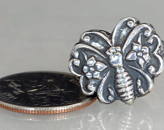 Butterfly Ring, Statement Ring, Sterling Silver Ring, Boho Butterfly Ring, Butterfly Jewelry, Floral Butterfly, Sturdy Ring, Bohemian Ring