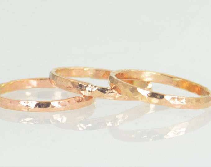 Thick 14k Rose Gold Filled Stackable Ring(s), 14k Rose Gold Filled, Stacking Ring, Hammered Ring, Rose Gold Band, Thumb Rings, Simple Rings