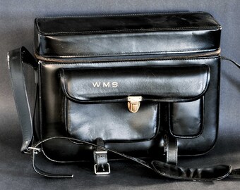 Leather Camera Bag / Case Black Leather in GReAT SHAPE ! Vintage SLR DSLR Bag NiCE !