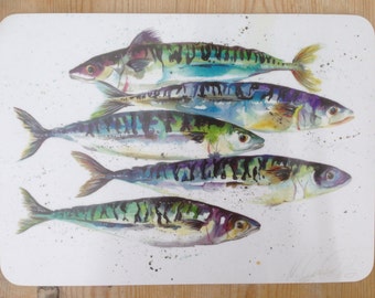 Designer Mackerel Fish Placemat by Nicola Jane Rowles made in UK