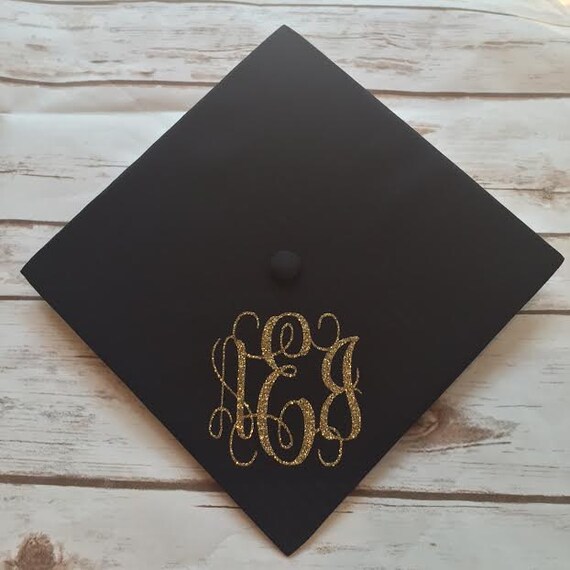 IronOn Graduation Cap Gold Decal Monogram by ToPrepfection