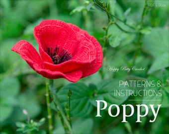 Crochet Poppy Pattern - Crochet Flower Pattern - Poppy Flower Pattern - Crochet Flanders Poppy