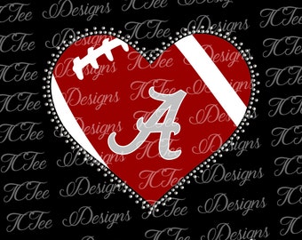 Alabama Crimson Tide Heart - College Football SVG File - Vector Design Download - Rhinestone Template - Cut File
