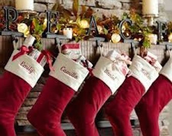 Christmas Stockings Velvet Personalized Monogram Handmade