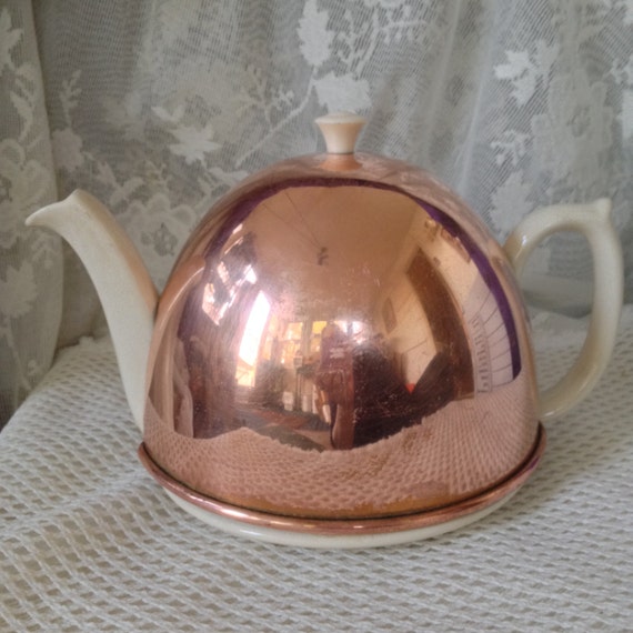 Vintage Copper Cozy Teapot England Mid Century Shabby