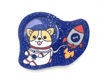 Space Corgi Vinyl Sticker-Vinyl Stickers-Welsh Corgi-Stickers-Laptop Stickers-Planner Stickers-Dog Stickers-Cute Stickers-Space Stickers