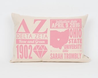 Delta Zeta Custom Sorority Facts Pillow // Greek Letter Pillow // Big Little Gift // Sorority Letters // Sorority Gift // Dorm Decor