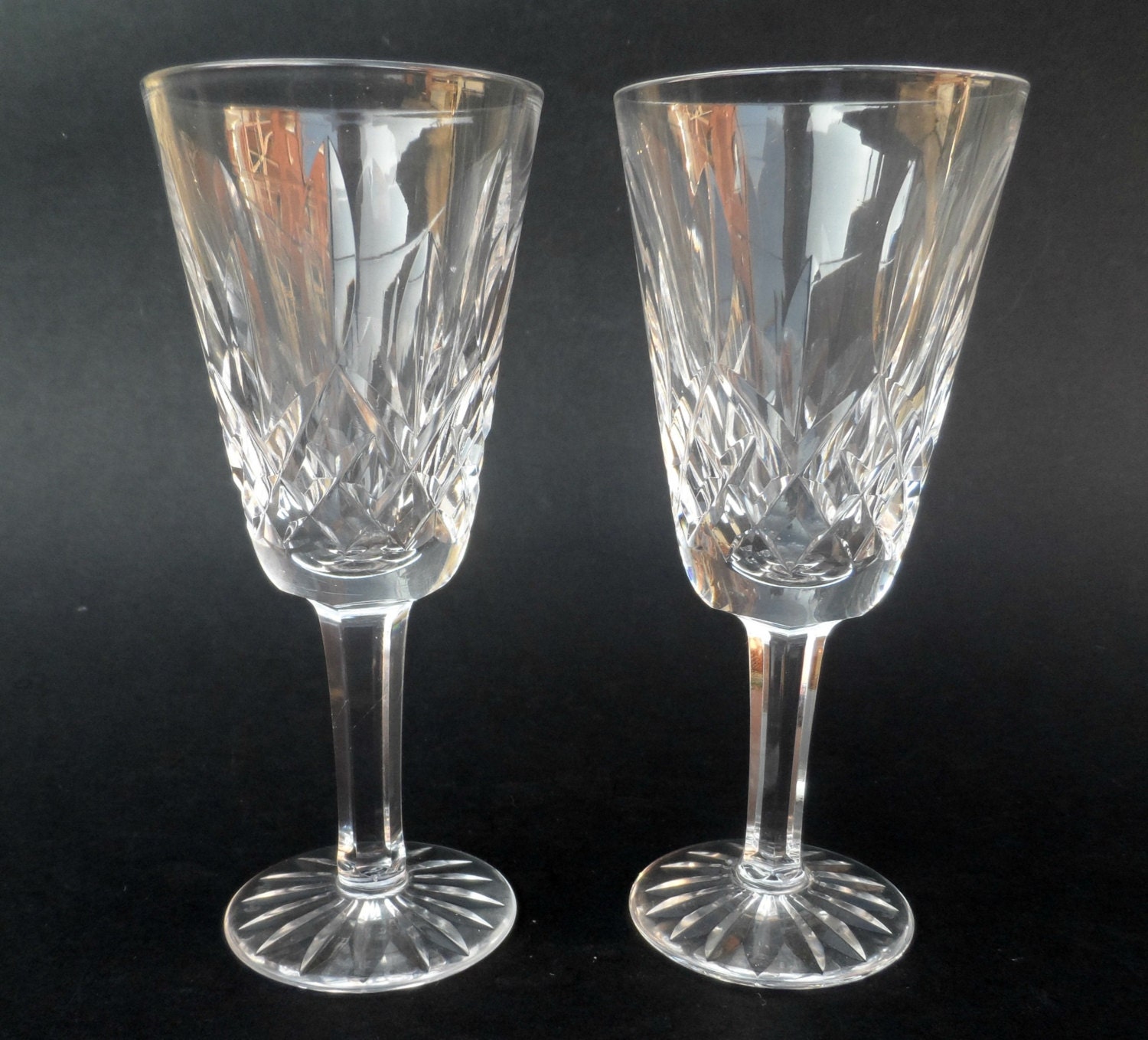 Pair of Waterford crystal tall sherry or port glasses