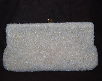 Neiman Marcus Vintage Ivory Beaded Clutch