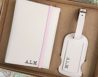 Personalised Recycled Leather Passport Cover And Luggage Label