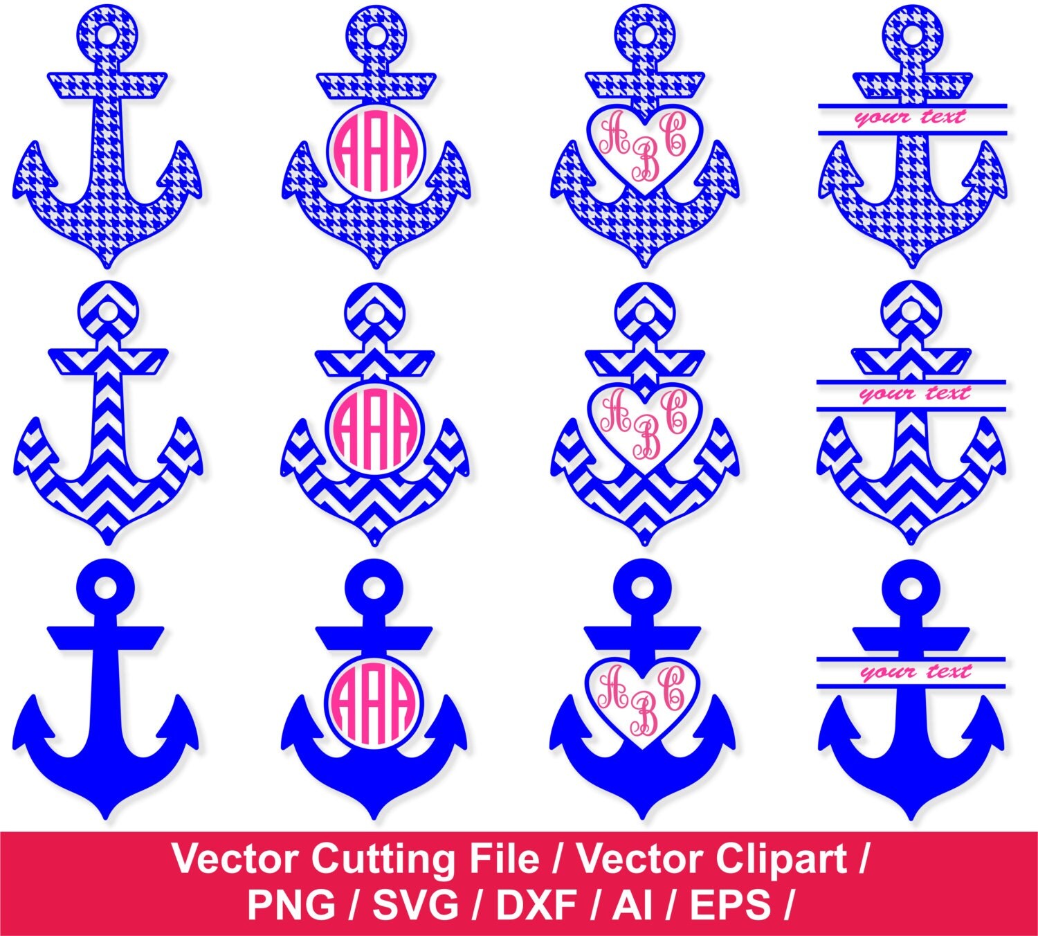Download Nautical Anchor SVG / Anchor Monogram Frames / Monogram Frame