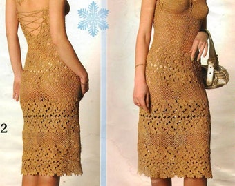 Mesdames crocheter robe beige / sur commande