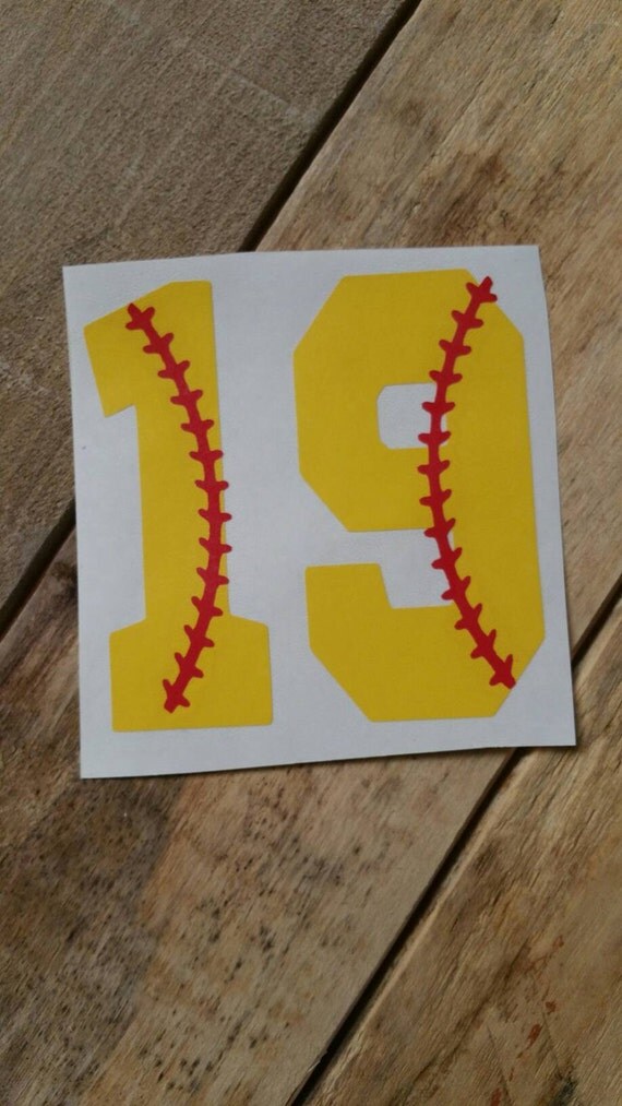 Softball number decal softball decals decals sport decals