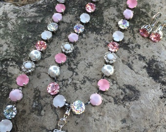 8mm swarovski pink tone set