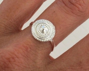 Sterling Silver Ring, Ethiopian Ring, Silver Round Ring, Ethnic Ring, Tribal Ring, Silver Circle Ring, Not Oxidized Silver Ring, Band Ring