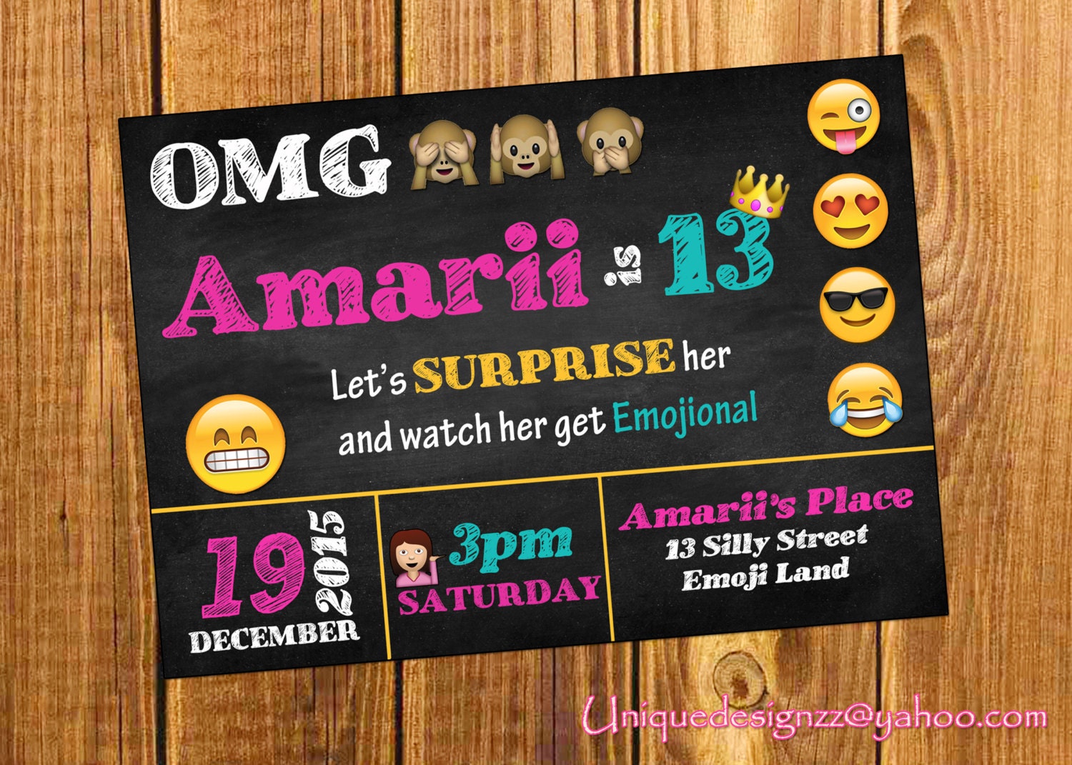 Emoji Birthday Invitation by UniqueDesignzzz on Etsy