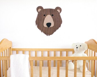 Nursery Wall Art. Kids Room Decor Art. Wooden Bear Art. Animal art. Nursery Decor. Wooden Sign. Baby Gift
