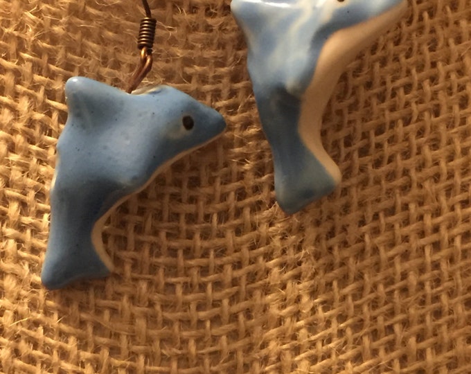 Blue dolphin earrings