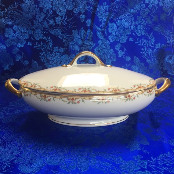 Vignaud Limoges France Yellow China Covered Oval Casserole