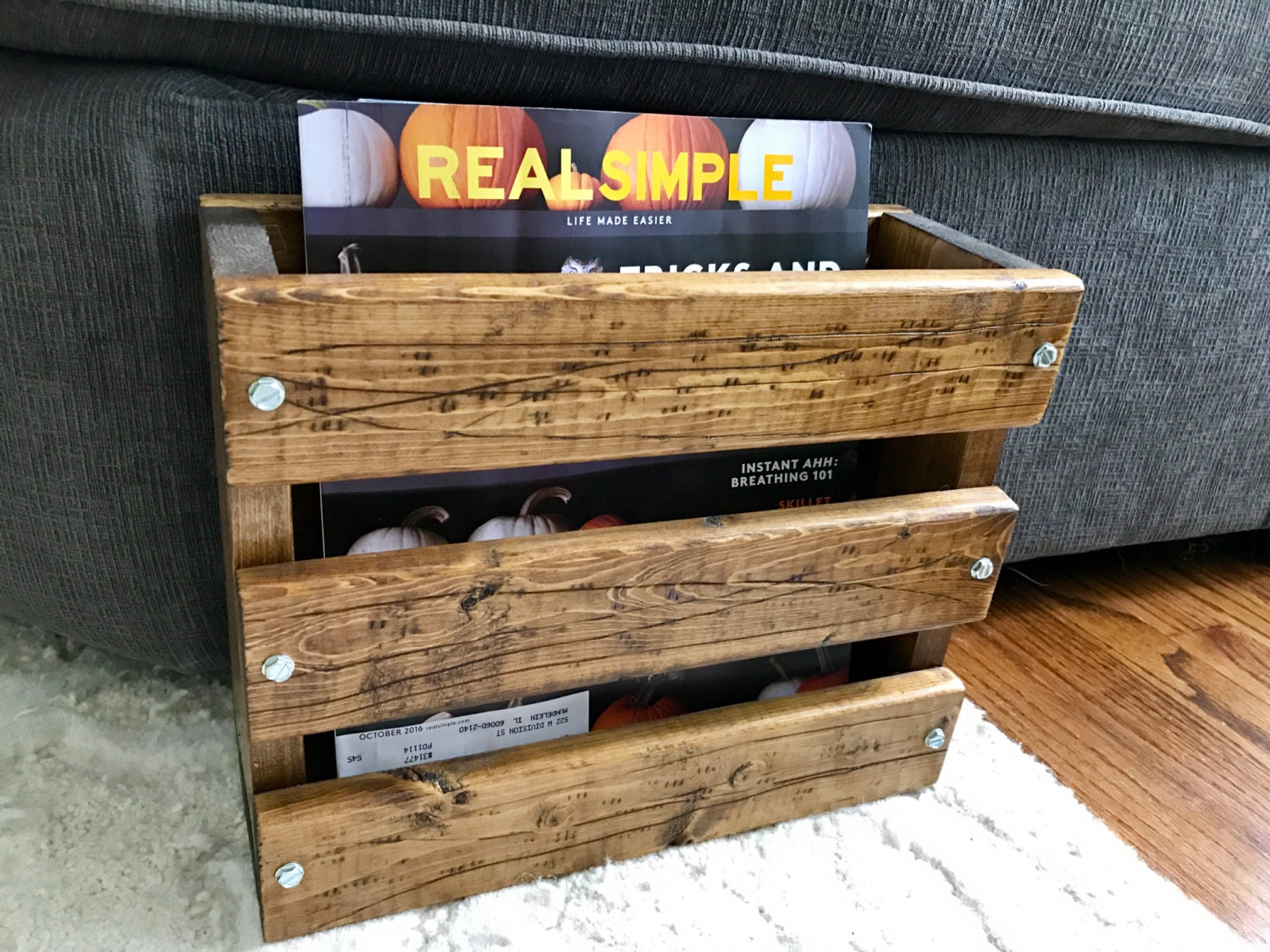 Magazine holder Rustic Industrial magazine holder Bathroom