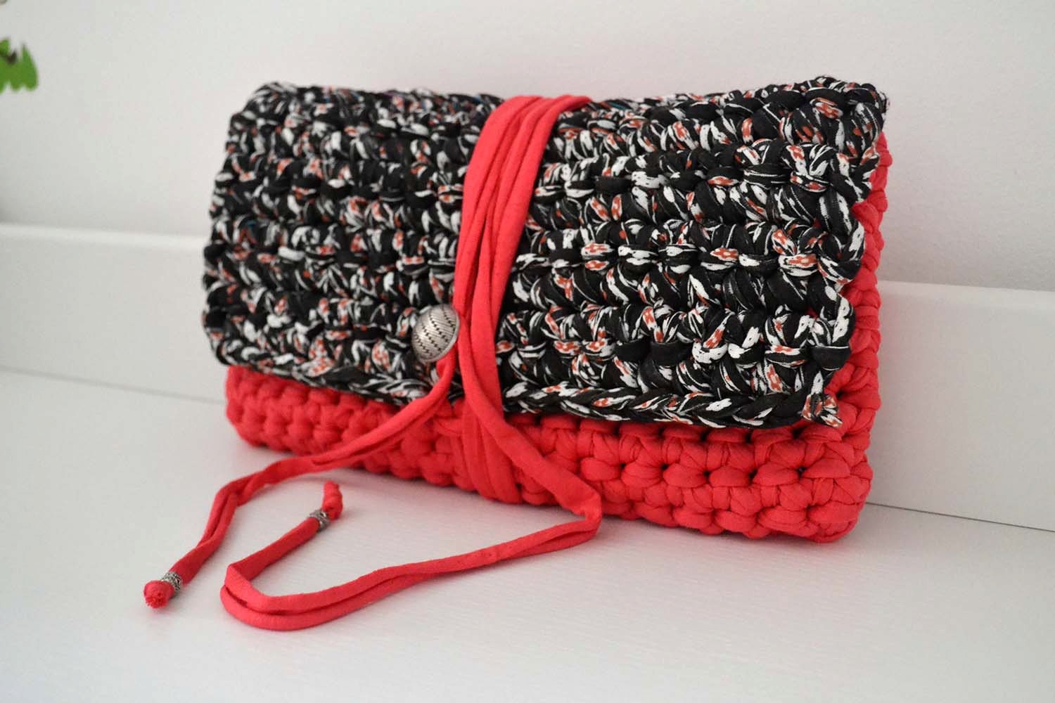 Cotton handbag crochet clutch handmade with eco by MadilaHandmade