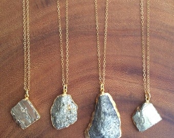 Pyrite Necklace // Pyrite Gold Necklace // Pyrite Pendant Nrcklace