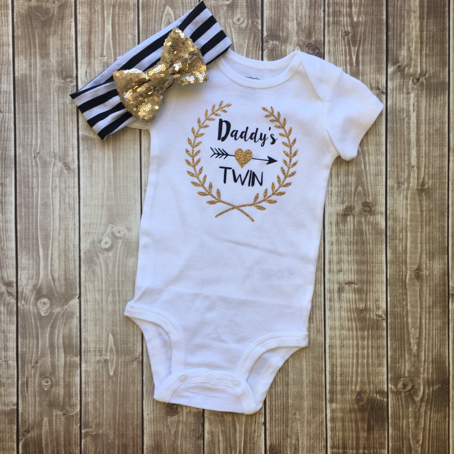 Daddy's Twin Outfit Little Girl Bodysuit Daddy's