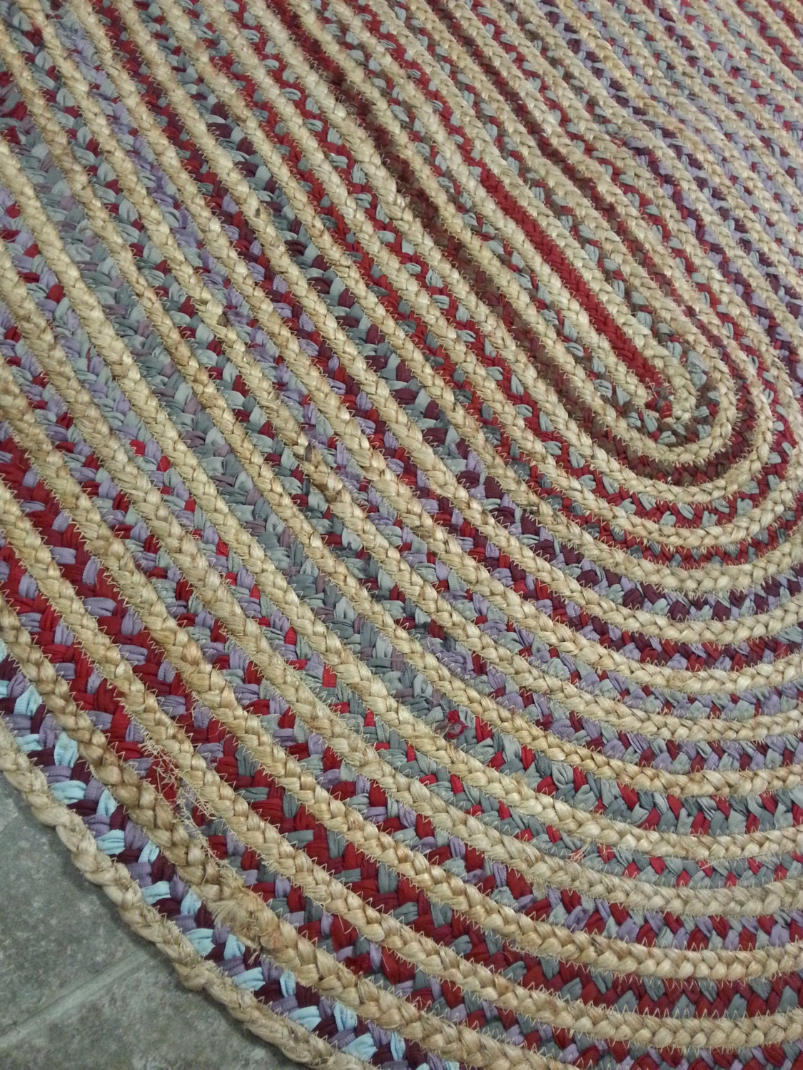 SALE Rag Rug Braided Oval Jute and Cotton by YourGreatestStory