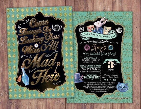 Bridal shower, Mad Hatter Tea Party, Alice in Wonderland Invitation / Birthday Invitation / Printable for Birthday or Wedding / coed Baby Il_570xn