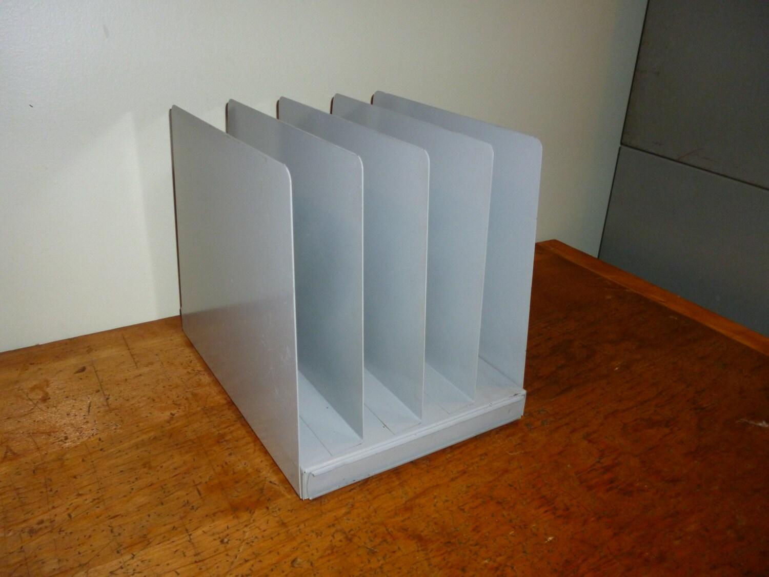 Industrial Gray Metal File Holder Desk Top Metal