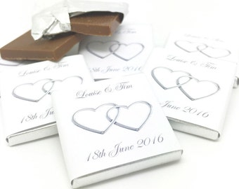 Personalised Chocolate Wedding Favours, Silver Entwined Hearts, Custom Favors, Personalized Favors, Wedding Candy Wedding Gift Bridal Shower