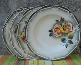 Digoin-Sarreguemines Ensemble de 4 assiettes à soupe Modèle Odile